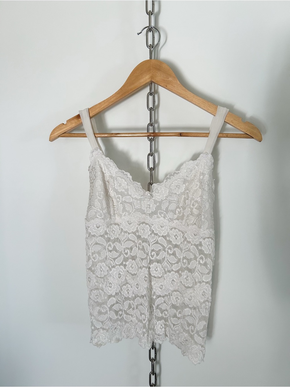 Vintage White Lace Tank Top with Mesh Straps